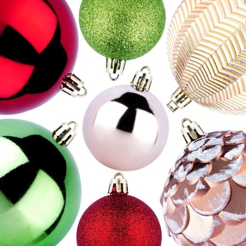Vilde Bombki choinkowe nietłukące czerwone różowe złote zielone 8 / 5 cm 68 szt.