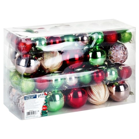 Vilde Bombki choinkowe nietłukące czerwone różowe złote zielone 8 / 5 cm 68 szt.