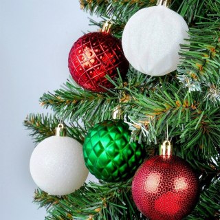 Vilde Bombki choinkowe nietłukące czerwone zielone białe 6 cm 35 szt.