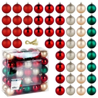 Vilde Bombki choinkowe nietłukące czerwone zielone szampańskie 6 cm 50 szt.