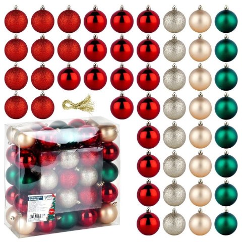 Vilde Bombki choinkowe nietłukące czerwone zielone szampańskie 6 cm 50 szt.