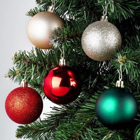 Vilde Bombki choinkowe nietłukące czerwone zielone szampańskie 6 cm 50 szt.