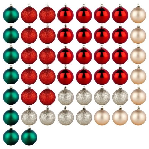 Vilde Bombki choinkowe nietłukące czerwone zielone szampańskie 6 cm 50 szt.
