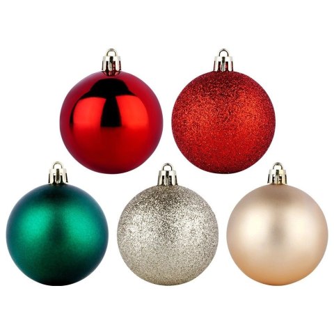 Vilde Bombki choinkowe nietłukące czerwone zielone szampańskie 6 cm 50 szt.