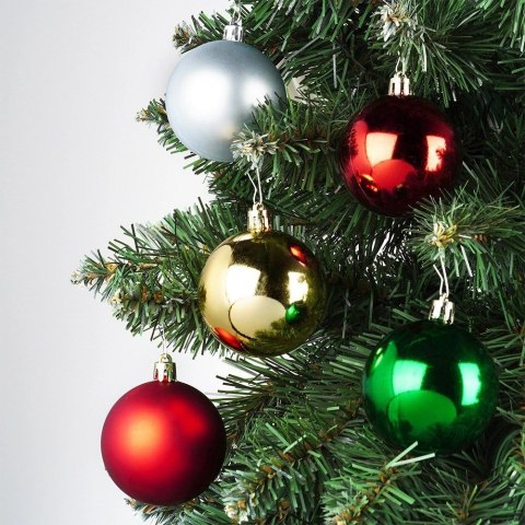 Vilde Bombki choinkowe nietłukące srebrne czerwone złote zielone 6 cm 50 szt.