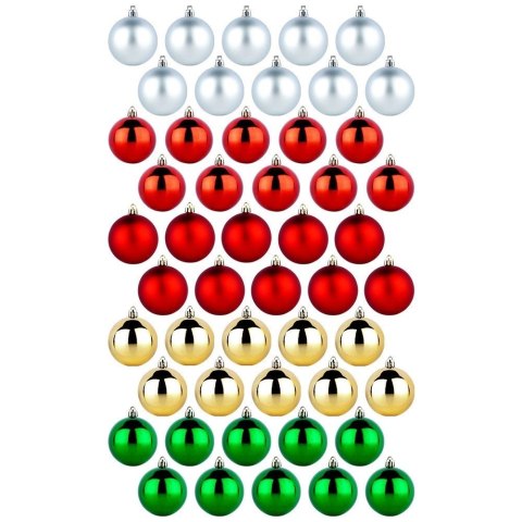 Vilde Bombki choinkowe nietłukące srebrne czerwone złote zielone 6 cm 50 szt.