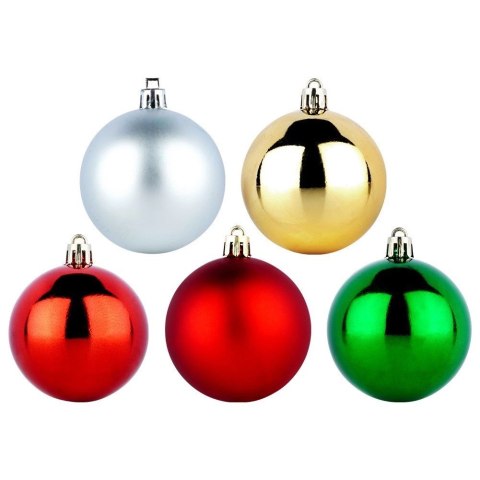 Vilde Bombki choinkowe nietłukące srebrne czerwone złote zielone 6 cm 50 szt.