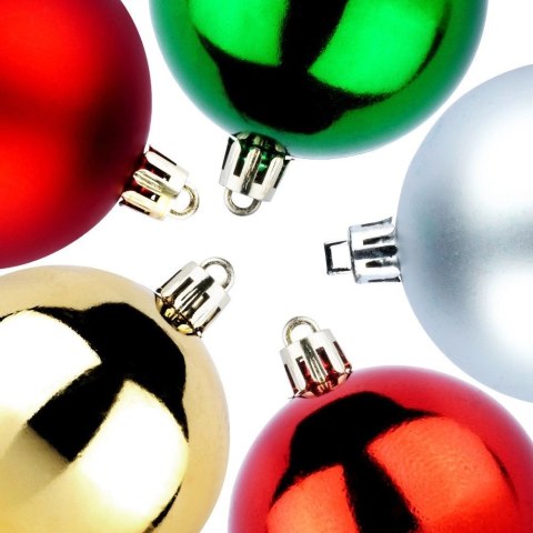 Vilde Bombki choinkowe nietłukące srebrne czerwone złote zielone 6 cm 50 szt.