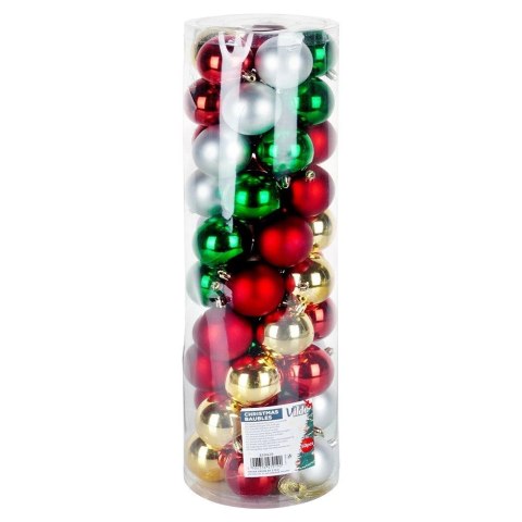 Vilde Bombki choinkowe nietłukące srebrne czerwone złote zielone 6 cm 50 szt.