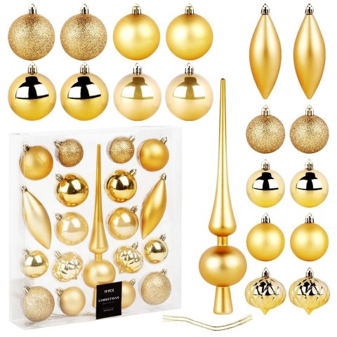 Vilde Bombki choinkowe ze szpicem nietłukące złote 19 el.