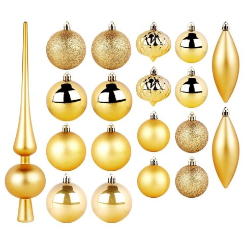Vilde Bombki choinkowe ze szpicem nietłukące złote 19 el.