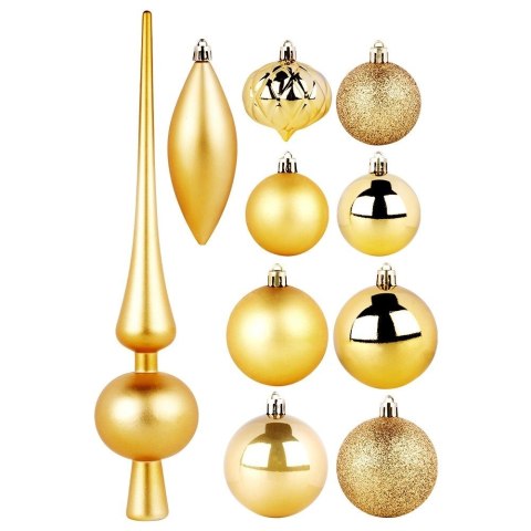 Vilde Bombki choinkowe ze szpicem nietłukące złote 19 el.