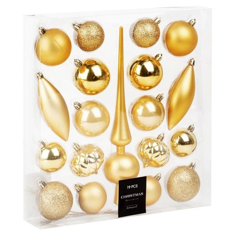 Vilde Bombki choinkowe ze szpicem nietłukące złote 19 el.