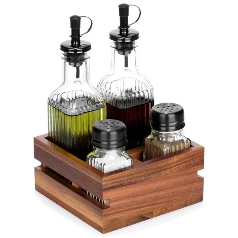 Vilde Butelki na oliwę i ocet, przyprawniki w stojaku 5 el.