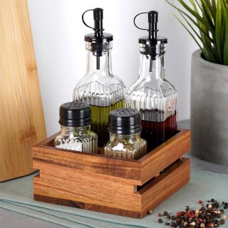 Vilde Butelki na oliwę i ocet, przyprawniki w stojaku 5 el.