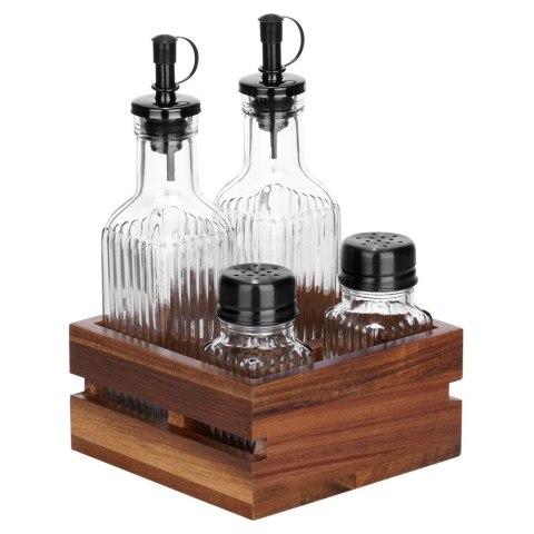 Vilde Butelki na oliwę i ocet, przyprawniki w stojaku 5 el.