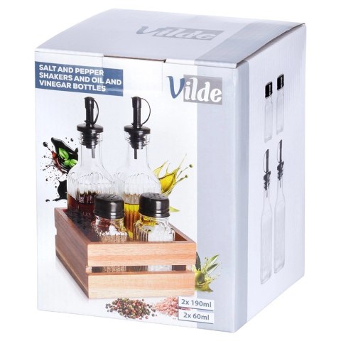 Vilde Butelki na oliwę i ocet, przyprawniki w stojaku 5 el.