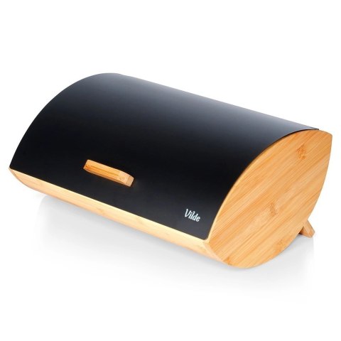 Vilde Chlebak Pojemnik na Chleb Metalowy Drewniany Czarny VILDE 35,5x24,5x15,5 cm