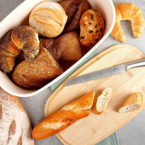 Vilde Chlebak Pojemnik na Chleb z Drewnianą Deską Kremowy VILDE 39x23,5x15,5 cm