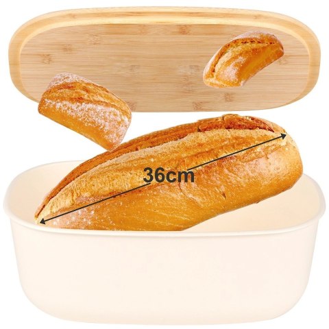 Vilde Chlebak Pojemnik na Chleb z Drewnianą Deską Kremowy VILDE 39x23,5x15,5 cm