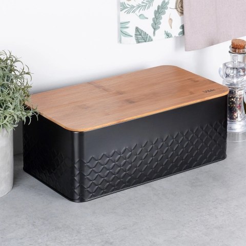 Vilde Chlebak na Pieczywo Chleb z Deską Czarny Metalowy VILDE 33,5x18,5x12,5 cm