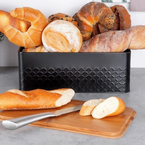 Vilde Chlebak na Pieczywo Chleb z Deską Czarny Metalowy VILDE 33,5x18,5x12,5 cm