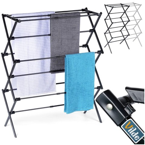 Grupa Orion Sp. z o.o. Suszarka na Pranie Ubrania Metalowa Czarna Pionowa Solidna ORION 47-78x94cm