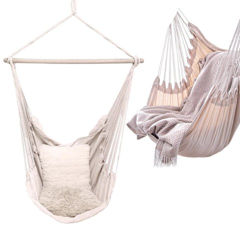 Ambiance Hamak Brazylijski Podwieszany Fotel Grafitowy z Poduszką ProGarden 95 cm