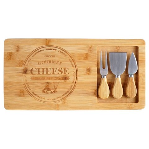 EXCELLENT HOUSEWARE Deska do Serów z Nożami Bambusowa 4 el.
