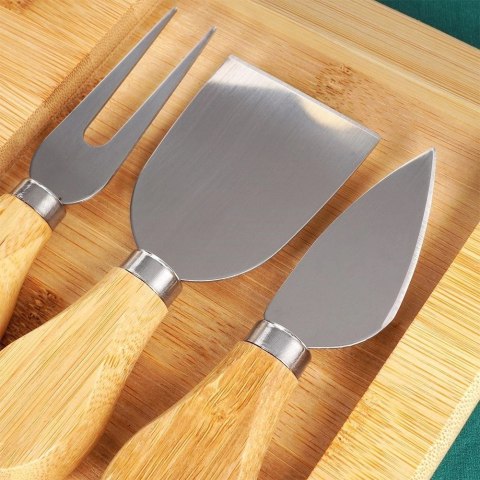 EXCELLENT HOUSEWARE Deska do Serów z Nożami Bambusowa 4 el.