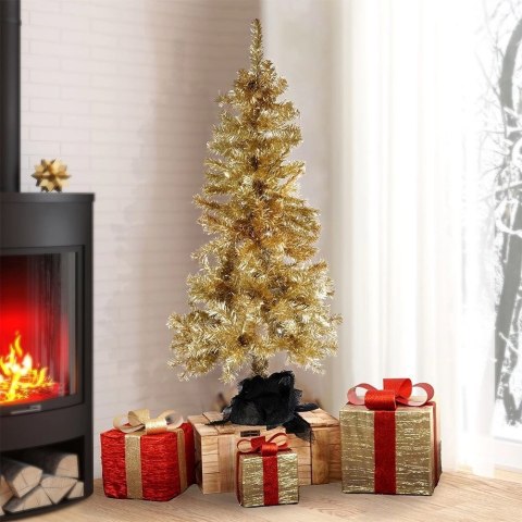 Home Styling Collection Choinka Świąteczna Sztuczna Złota Ozdobna ORION 120 cm