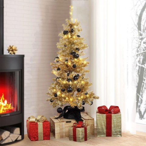 Home Styling Collection Choinka Świąteczna Sztuczna Złota Ozdobna ORION 120 cm