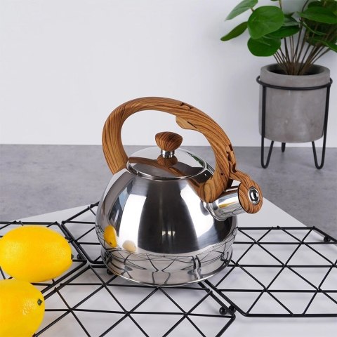 Orion Czajnik z gwizdkiem stalowy srebrny 1,5 l