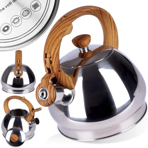 Orion Czajnik z gwizdkiem stalowy srebrny 1,5 l