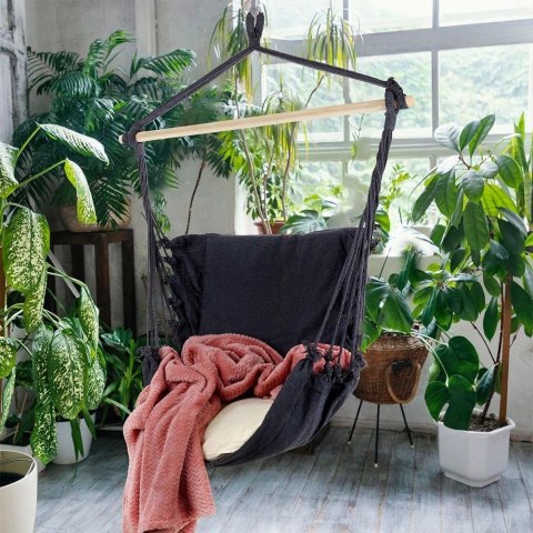 PROGARDEN Hamak Ogrodowy Brazylijski Grafitowy z Poduszką Wytrzymały ORION