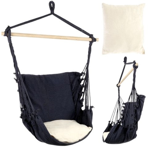 PROGARDEN Hamak Ogrodowy Brazylijski Grafitowy z Poduszką Wytrzymały ORION