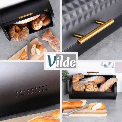 Vilde Chlebak Pojemnik na Pieczywo Chleb Metalowy Czarny VILDE 38 x 28,5 x 18 cm