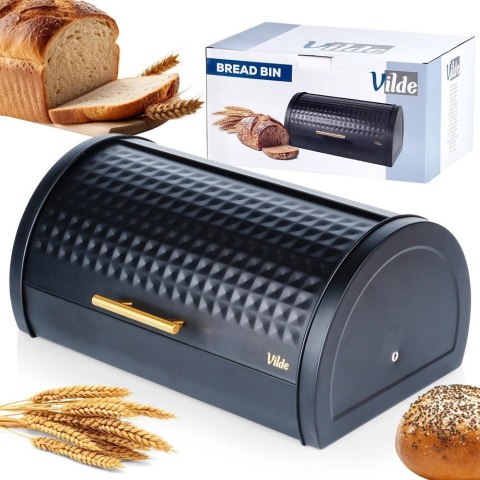 Vilde Chlebak Pojemnik na Pieczywo Chleb Metalowy Czarny VILDE 38 x 28,5 x 18 cm
