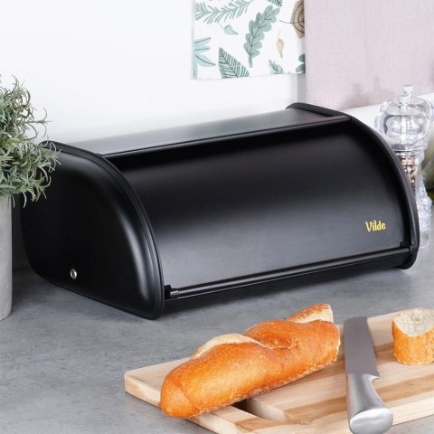 Vilde Chlebak Pojemnik na Pieczywo Chleb Stalowy Czarny VILDE 36 x 23 x 14,5 cm