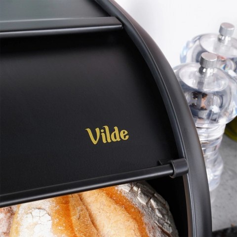 Vilde Chlebak Pojemnik na Pieczywo Chleb Stalowy Czarny VILDE 36 x 23 x 14,5 cm