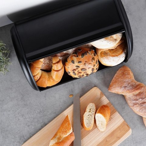Vilde Chlebak Pojemnik na Pieczywo Chleb Stalowy Czarny VILDE 36 x 23 x 14,5 cm