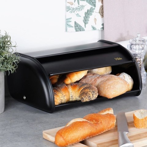 Vilde Chlebak Pojemnik na Pieczywo Chleb Stalowy Czarny VILDE 36 x 23 x 14,5 cm