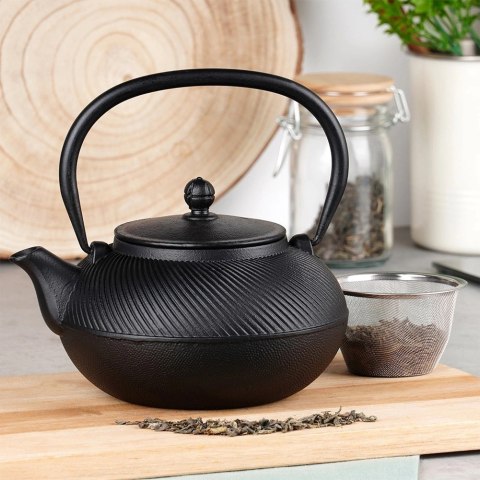 Vilde Czajnik do Herbaty Naparów z Zaparzaczem Żeliwny Emaliowany Czarny ORION 1l