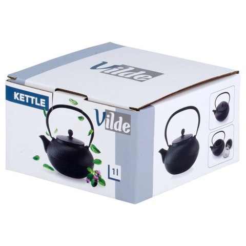 Vilde Czajnik do Herbaty Naparów z Zaparzaczem Żeliwny Emaliowany Czarny ORION 1l