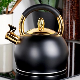 Vilde Czajnik z Gwizdkiem Stalowy Nierdzewny Czarny Złoty VILDE 3 L