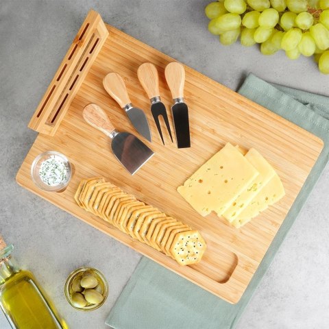 Vilde Deska do serów z nożami bambusowa 5 el.