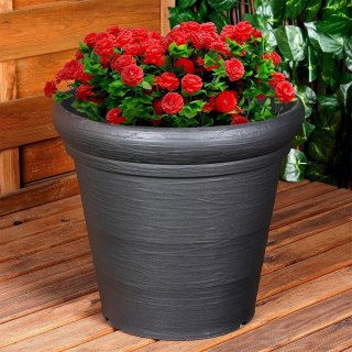 Vilde Doniczka Osłonka Ogrodowa Plastikowa Czarna Okrągła Duża VILDE 38 x 34 cm