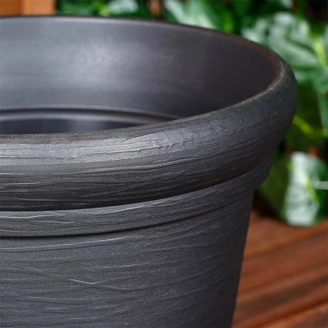 Vilde Doniczka Osłonka Ogrodowa Plastikowa Czarna Okrągła Duża VILDE 38 x 34 cm