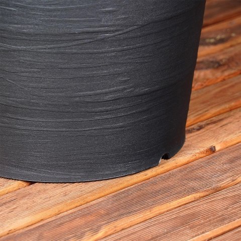 Vilde Doniczka Osłonka Ogrodowa Plastikowa Czarna Okrągła Duża VILDE 38 x 34 cm