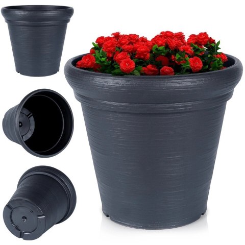 Vilde Doniczka Osłonka Ogrodowa Plastikowa Czarna Okrągła Duża VILDE 38 x 34 cm